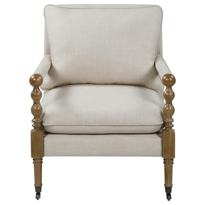 Dempsy - Upholstered Accent Chair With Casters - Beige - Premium Accent Chairs from CoasterElevations - Just $539! Shop now at Furniture Wholesale Plus  We are the best furniture store in Nashville, Hendersonville, Goodlettsville, Madison, Antioch, Mount Juliet, Lebanon, Gallatin, Springfield, Murfreesboro, Franklin, Brentwood