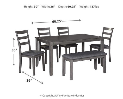 Bridson - RECT DRM Table Set (Set of 6) - Gray – 6 Piece Dining Room Sets by Signature Design by Ashley® at Furniture Wholesale Plus , Nashville furniture store
