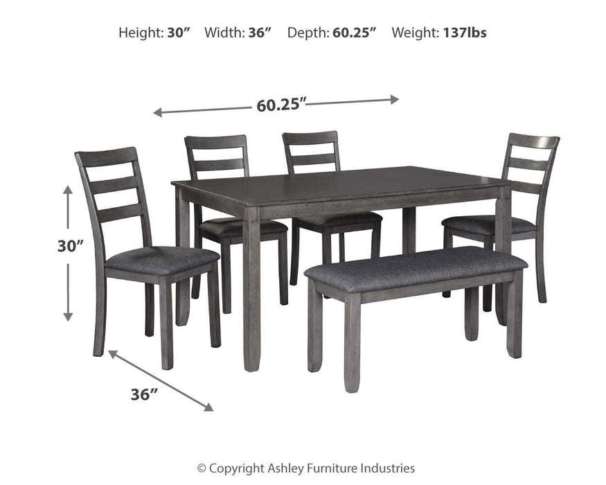 Bridson - RECT DRM Table Set (Set of 6) - Gray – 6 Piece Dining Room Sets by Signature Design by Ashley® at Furniture Wholesale Plus , Nashville furniture store