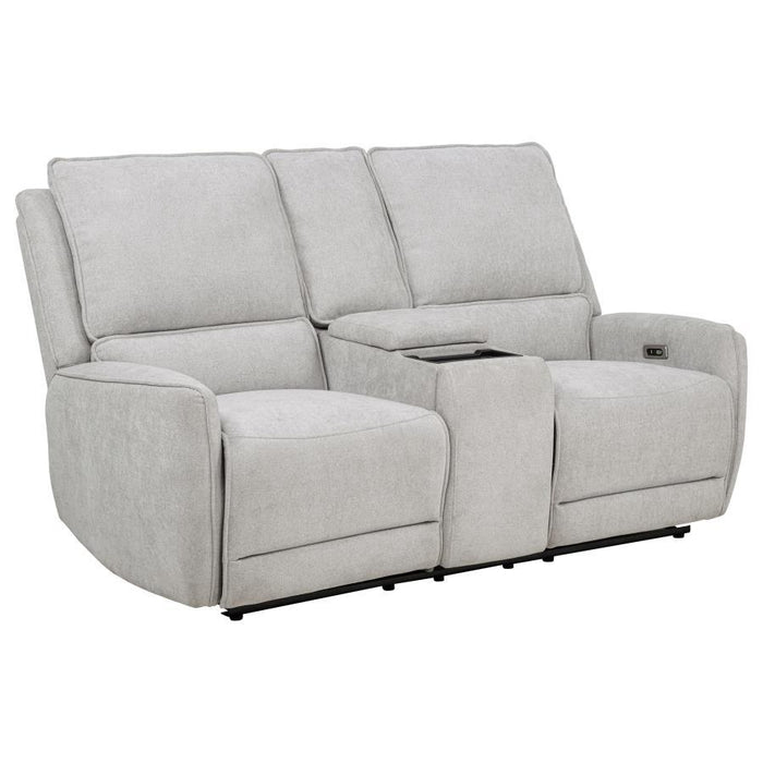 Sylmar - Chenille Upholstered Power Reclining Loveseat - Dove Gray – Reclining Loveseats by Coaster Fine Furniture at Furniture Wholesale Plus , Nashville furniture store