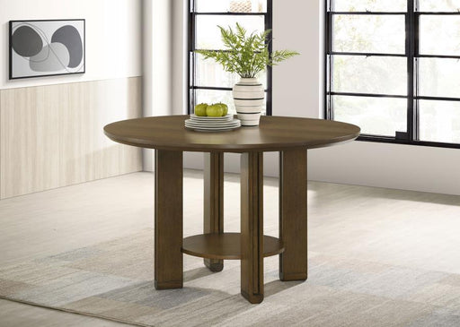 Ottowa - Round Wood Dining Table With Shelf - Brown - Premium Dining Tables from Coaster Fine Furniture - Just $469! Shop now at Furniture Wholesale Plus  We are the best furniture store in Nashville, Hendersonville, Goodlettsville, Madison, Antioch, Mount Juliet, Lebanon, Gallatin, Springfield, Murfreesboro, Franklin, Brentwood