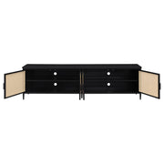 Amherst - 78" 4-Door Metal TV Stand Media Console - Black – TV Stands by Coaster Fine Furniture at Furniture Wholesale Plus , Nashville furniture store