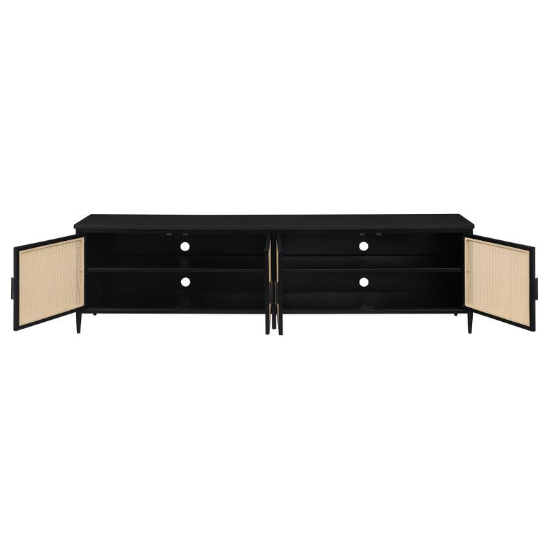 Amherst - 78" 4-Door Metal TV Stand Media Console - Black – TV Stands by Coaster Fine Furniture at Furniture Wholesale Plus , Nashville furniture store