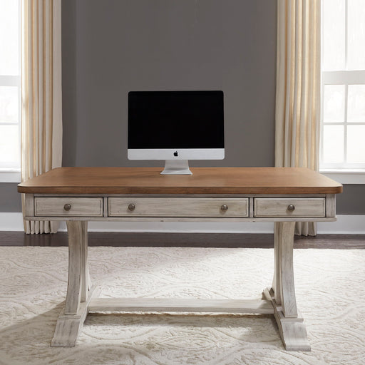 Farmhouse Reimagined - Writing Desk - Antique White / Chestnut Tops – Writing Desks by Liberty Furniture at Furniture Wholesale Plus , Nashville furniture store