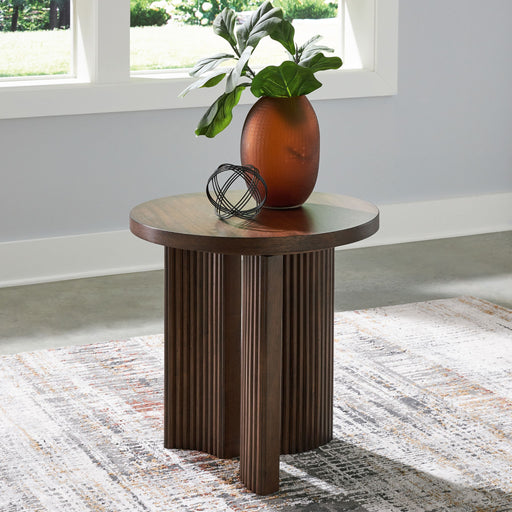 Korestone - Round End Table - Dark Brown – End Tables by Signature Design by Ashley® at Furniture Wholesale Plus , Nashville furniture store