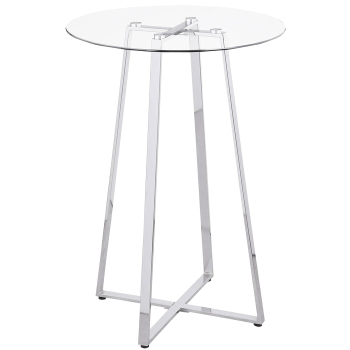 Zanella Glass Top Bar Table Chrome - Premium Counter Height Table from Coaster Z2 Standard - Just $166! Shop now at Furniture Wholesale Plus  We are the best furniture store in Nashville, Hendersonville, Goodlettsville, Madison, Antioch, Mount Juliet, Lebanon, Gallatin, Springfield, Murfreesboro, Franklin, Brentwood