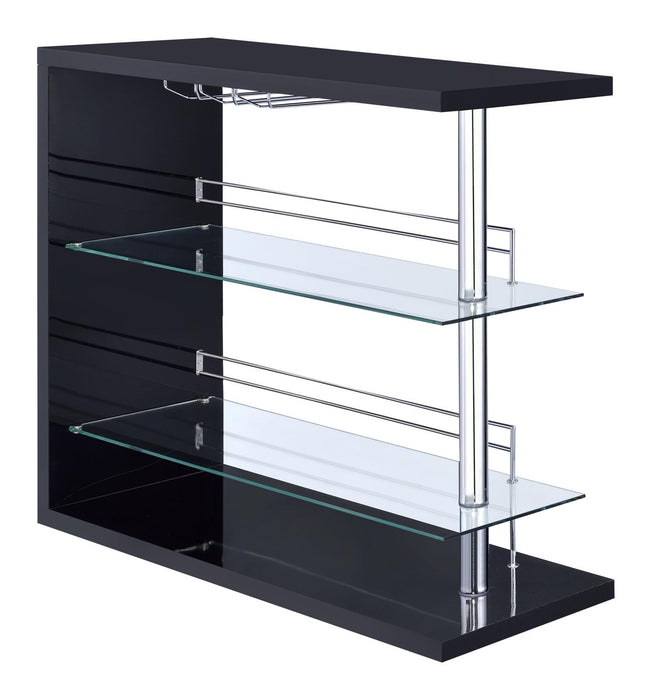 Prescott Rectangular 2-shelf Bar Unit Glossy Black - Premium Bar from Coaster Z2 Standard - Just $358! Shop now at Furniture Wholesale Plus  We are the best furniture store in Nashville, Hendersonville, Goodlettsville, Madison, Antioch, Mount Juliet, Lebanon, Gallatin, Springfield, Murfreesboro, Franklin, Brentwood