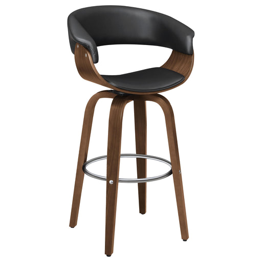 Zion Upholstered Swivel Bar Stool Walnut and Black - Premium Barstool from Coaster Z2 Standard - Just $202! Shop now at Furniture Wholesale Plus  We are the best furniture store in Nashville, Hendersonville, Goodlettsville, Madison, Antioch, Mount Juliet, Lebanon, Gallatin, Springfield, Murfreesboro, Franklin, Brentwood