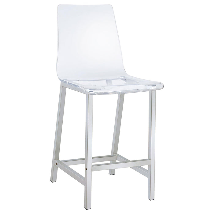 Juelia Counter Height Stools Chrome and Clear Acrylic (Set of 2) - Premium Barstool from Coaster Z2 Standard - Just $200! Shop now at Furniture Wholesale Plus  We are the best furniture store in Nashville, Hendersonville, Goodlettsville, Madison, Antioch, Mount Juliet, Lebanon, Gallatin, Springfield, Murfreesboro, Franklin, Brentwood