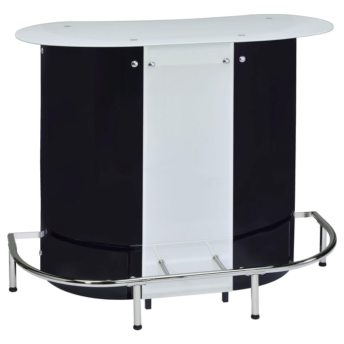 Lacewing 1-shelf Bar Unit Glossy Black and White - Premium Bar from Coaster Z2 Standard - Just $358! Shop now at Furniture Wholesale Plus  We are the best furniture store in Nashville, Hendersonville, Goodlettsville, Madison, Antioch, Mount Juliet, Lebanon, Gallatin, Springfield, Murfreesboro, Franklin, Brentwood