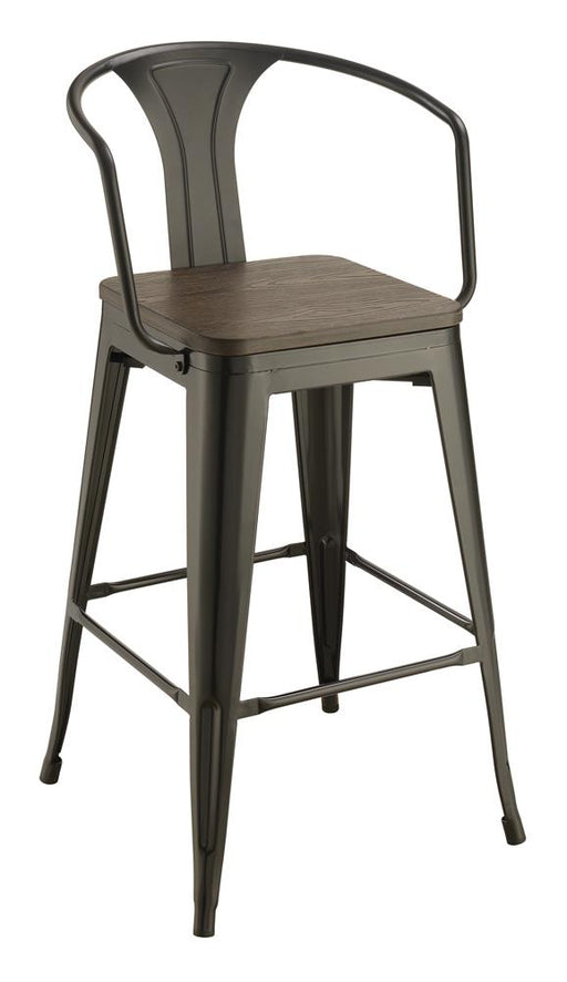 Cavalier Wooden Seat Bar Stools Dark Elm and Matte Black (Set of 2) - Premium Barstool from Coaster Z2 Standard - Just $126! Shop now at Furniture Wholesale Plus  We are the best furniture store in Nashville, Hendersonville, Goodlettsville, Madison, Antioch, Mount Juliet, Lebanon, Gallatin, Springfield, Murfreesboro, Franklin, Brentwood