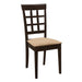 Gabriel Lattice Back Side Chairs Cappuccino and Tan (Set of 2) - Premium Dining Chair from Coaster Z2 Standard - Just $80! Shop now at Furniture Wholesale Plus  We are the best furniture store in Nashville, Hendersonville, Goodlettsville, Madison, Antioch, Mount Juliet, Lebanon, Gallatin, Springfield, Murfreesboro, Franklin, Brentwood