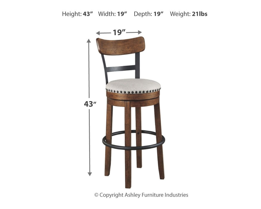 Valebeck -  Tall Upholstered Swivel Barstool - Premium Bar Height (28"-30") from Signature Design by Ashley® - Just $208! Shop now at Furniture Wholesale Plus  We are the best furniture store in Nashville, Hendersonville, Goodlettsville, Madison, Antioch, Mount Juliet, Lebanon, Gallatin, Springfield, Murfreesboro, Franklin, Brentwood
