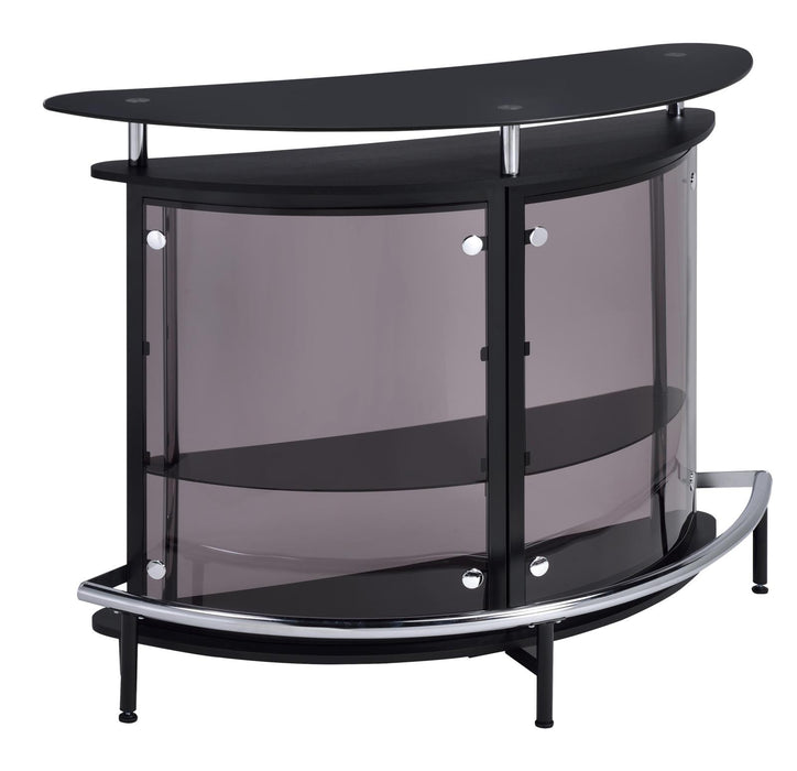 Amarillo 2-tier Bar Unit Black and Chrome - Premium Bar from Coaster Z2 Standard - Just $398! Shop now at Furniture Wholesale Plus  We are the best furniture store in Nashville, Hendersonville, Goodlettsville, Madison, Antioch, Mount Juliet, Lebanon, Gallatin, Springfield, Murfreesboro, Franklin, Brentwood