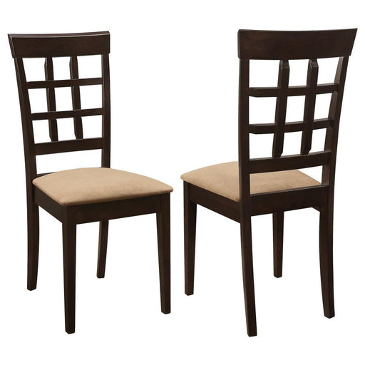 Gabriel - Lattice Back Side Chairs (Set of 2) - Cappuccino – Chair Sets by CoasterEveryday at Furniture Wholesale Plus , Nashville furniture store