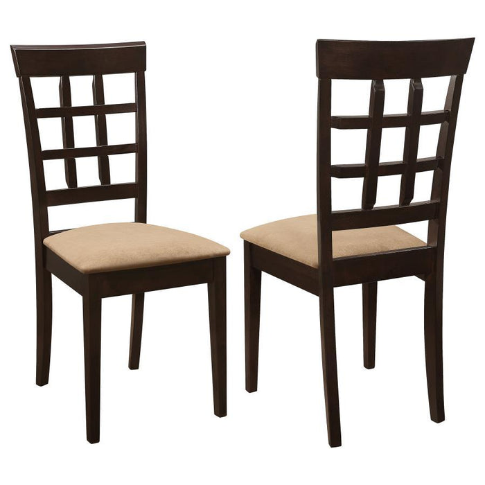 Gabriel - Lattice Back Side Chairs (Set of 2) - Cappuccino – Chair Sets by CoasterEveryday at Furniture Wholesale Plus , Nashville furniture store