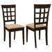 Gabriel - Lattice Back Side Chairs (Set of 2) - Cappuccino – Chair Sets by CoasterEveryday at Furniture Wholesale Plus , Nashville furniture store