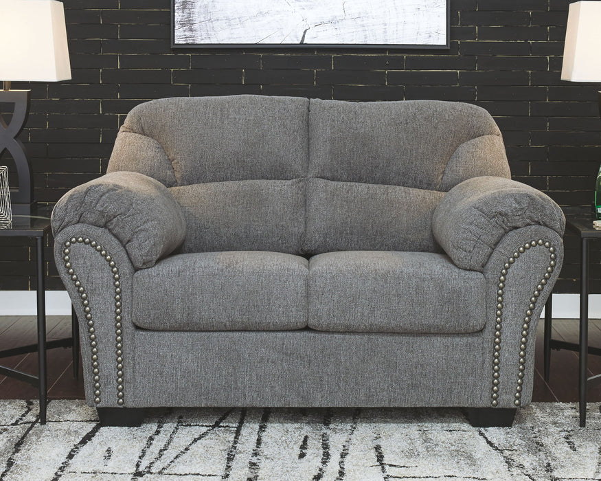 Allmaxx - Loveseat - Pewter – Stationary Loveseats by Benchcraft® at Furniture Wholesale Plus , Nashville furniture store