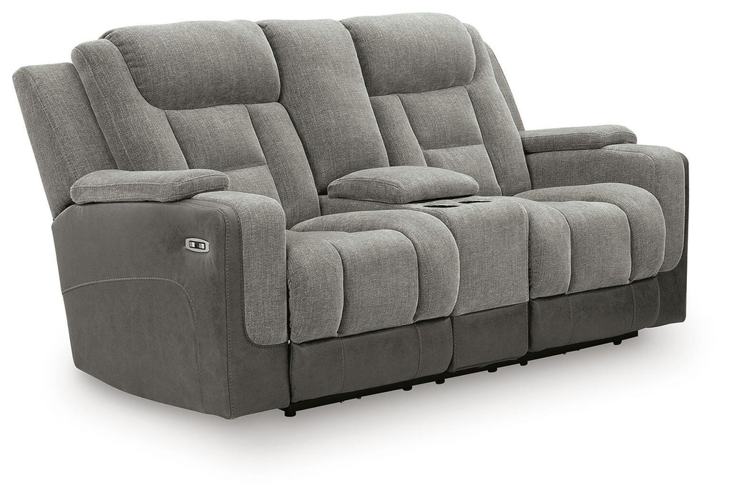Mixed Motion - Power Reclining Loveseat With Console / Adjustable Headrest – Reclining Loveseats by Signature Design by Ashley® at Furniture Wholesale Plus , Nashville furniture store