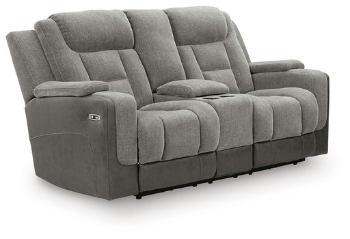 Mixed Motion - Power Reclining Loveseat With Console / Adjustable Headrest – Reclining Loveseats by Signature Design by Ashley® at Furniture Wholesale Plus , Nashville furniture store
