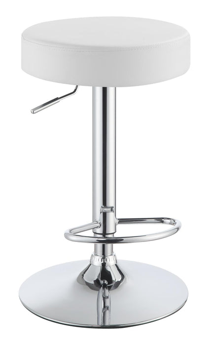 Ramses Adjustable Backless Bar Stool Chrome and White - Premium Barstool from Coaster Z2 Standard - Just $86! Shop now at Furniture Wholesale Plus  We are the best furniture store in Nashville, Hendersonville, Goodlettsville, Madison, Antioch, Mount Juliet, Lebanon, Gallatin, Springfield, Murfreesboro, Franklin, Brentwood