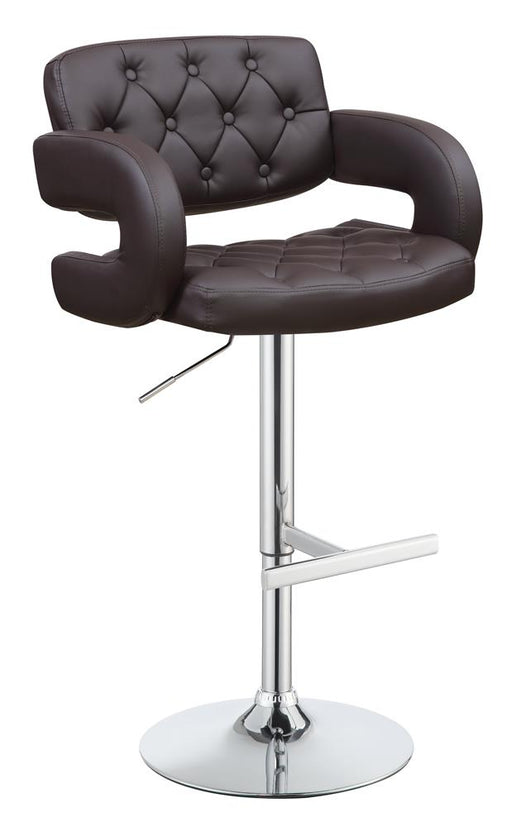 Brandi Adjustable Bar Stool Chrome and Brown - Premium Barstool from Coaster Z2 Standard - Just $218! Shop now at Furniture Wholesale Plus  We are the best furniture store in Nashville, Hendersonville, Goodlettsville, Madison, Antioch, Mount Juliet, Lebanon, Gallatin, Springfield, Murfreesboro, Franklin, Brentwood