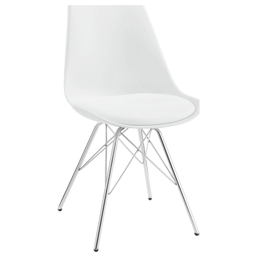 Juniper Armless Dining Chairs White and Chrome (Set of 2) - Premium Dining Chair from Coaster Z2 Standard - Just $100! Shop now at Furniture Wholesale Plus  We are the best furniture store in Nashville, Hendersonville, Goodlettsville, Madison, Antioch, Mount Juliet, Lebanon, Gallatin, Springfield, Murfreesboro, Franklin, Brentwood