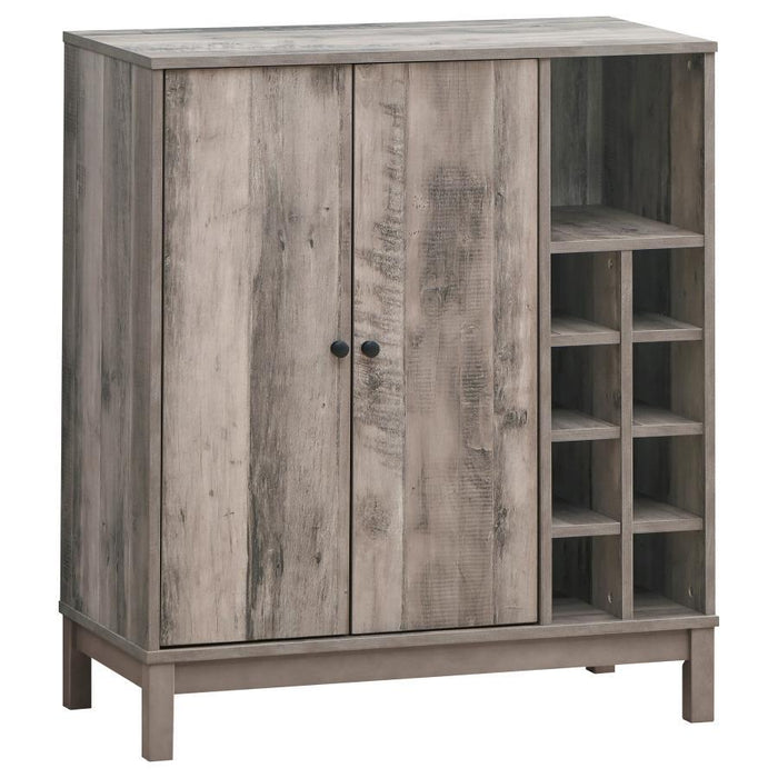 Cheyenne - 2 Door Home Bar Wine Cabinet - Weathered Acacia – Wine Cabinets by CoasterEveryday at Furniture Wholesale Plus , Nashville furniture store