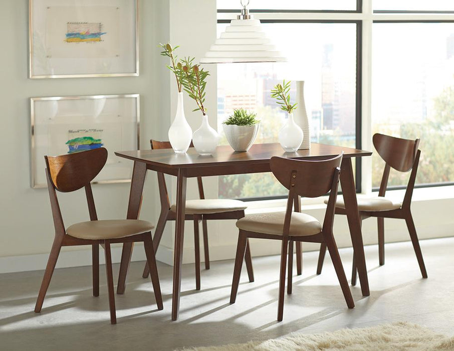 Kersey 5-piece Rectangular Dining Set Chestnut and Tan - Premium Dining Room Set from Coaster Z2 Standard - Just $498! Shop now at Furniture Wholesale Plus  We are the best furniture store in Nashville, Hendersonville, Goodlettsville, Madison, Antioch, Mount Juliet, Lebanon, Gallatin, Springfield, Murfreesboro, Franklin, Brentwood