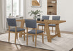 Sharon Rectangular Trestle Base Dining Table Set Blue and Brown - Premium Dining Room Set from Coaster Z2 Standard - Just $1118! Shop now at Furniture Wholesale Plus  We are the best furniture store in Nashville, Hendersonville, Goodlettsville, Madison, Antioch, Mount Juliet, Lebanon, Gallatin, Springfield, Murfreesboro, Franklin, Brentwood