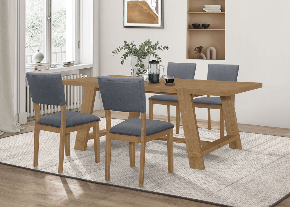 Sharon Rectangular Trestle Base Dining Table Set Blue and Brown - Premium Dining Room Set from Coaster Z2 Standard - Just $1118! Shop now at Furniture Wholesale Plus  We are the best furniture store in Nashville, Hendersonville, Goodlettsville, Madison, Antioch, Mount Juliet, Lebanon, Gallatin, Springfield, Murfreesboro, Franklin, Brentwood