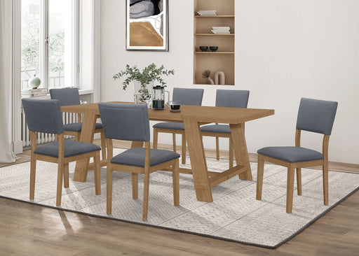 Sharon Rectangular Trestle Base Dining Table Set Blue and Brown - Premium Dining Room Set from Coaster Z2 Standard - Just $1118! Shop now at Furniture Wholesale Plus  We are the best furniture store in Nashville, Hendersonville, Goodlettsville, Madison, Antioch, Mount Juliet, Lebanon, Gallatin, Springfield, Murfreesboro, Franklin, Brentwood