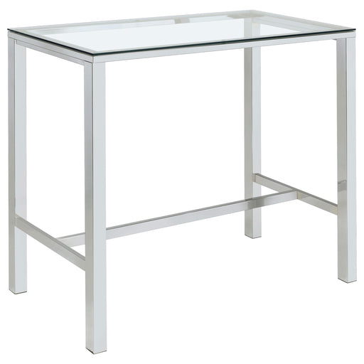 Tolbert Bar Table with Glass Top Chrome - Premium Counter Height Table from Coaster Z2 Standard - Just $278! Shop now at Furniture Wholesale Plus  We are the best furniture store in Nashville, Hendersonville, Goodlettsville, Madison, Antioch, Mount Juliet, Lebanon, Gallatin, Springfield, Murfreesboro, Franklin, Brentwood