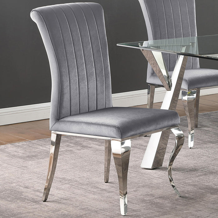 Betty Upholstered Side Chairs Grey and Chrome (Set of 4) - Premium Dining Chair from Coaster Z2 Standard - Just $250! Shop now at Furniture Wholesale Plus  We are the best furniture store in Nashville, Hendersonville, Goodlettsville, Madison, Antioch, Mount Juliet, Lebanon, Gallatin, Springfield, Murfreesboro, Franklin, Brentwood