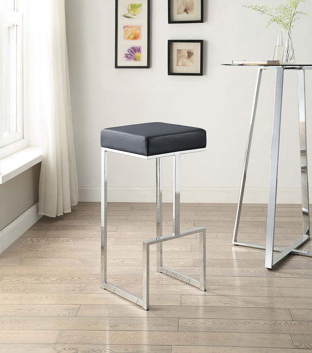 Gervase Square Bar Stool Black and Chrome - Premium Barstool from Coaster Z2 Standard - Just $126! Shop now at Furniture Wholesale Plus  We are the best furniture store in Nashville, Hendersonville, Goodlettsville, Madison, Antioch, Mount Juliet, Lebanon, Gallatin, Springfield, Murfreesboro, Franklin, Brentwood