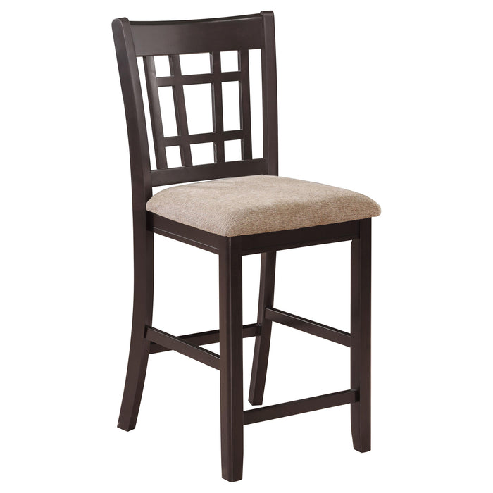 Lavon Lattice Back Counter Stools Tan and Espresso (Set of 2) - Premium Barstool from Coaster Z2 Standard - Just $100! Shop now at Furniture Wholesale Plus  We are the best furniture store in Nashville, Hendersonville, Goodlettsville, Madison, Antioch, Mount Juliet, Lebanon, Gallatin, Springfield, Murfreesboro, Franklin, Brentwood