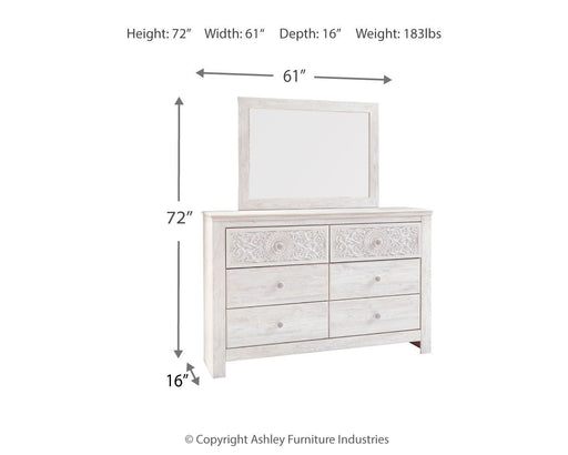 Paxberry - Dresser, Mirror - Medallion Drawer Pulls - Whitewash – Dresser & Mirror by Signature Design by Ashley® at Furniture Wholesale Plus , Nashville furniture store