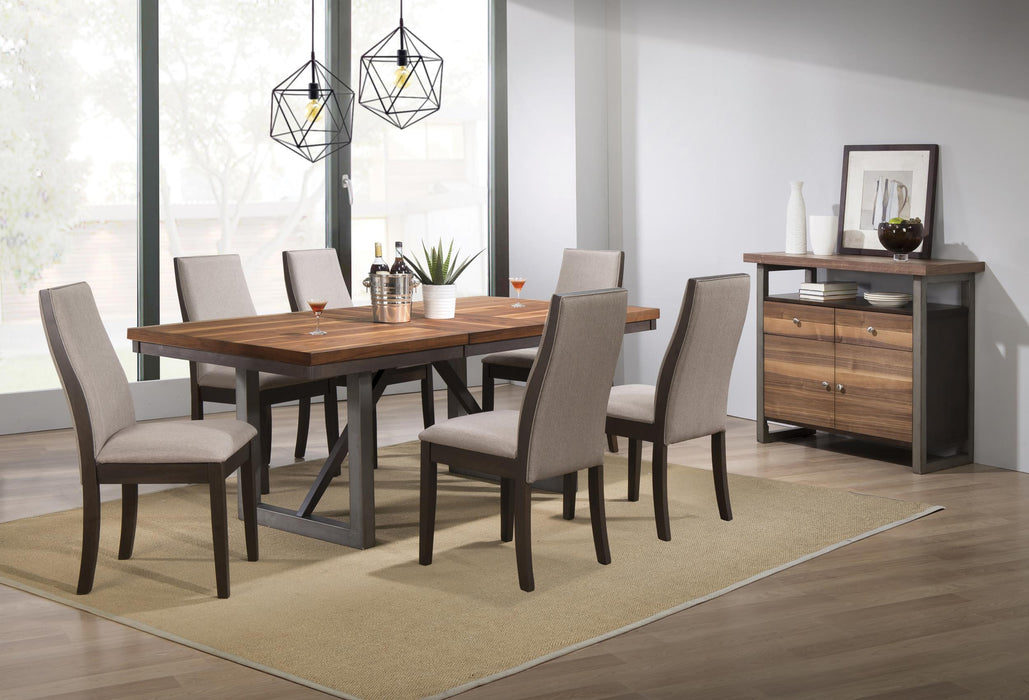 Spring Creek 7-piece Dining Room Set Natural Walnut and Chocolate Brown - Premium Dining Room Set from Coaster Z2 Standard - Just $1458! Shop now at Furniture Wholesale Plus  We are the best furniture store in Nashville, Hendersonville, Goodlettsville, Madison, Antioch, Mount Juliet, Lebanon, Gallatin, Springfield, Murfreesboro, Franklin, Brentwood