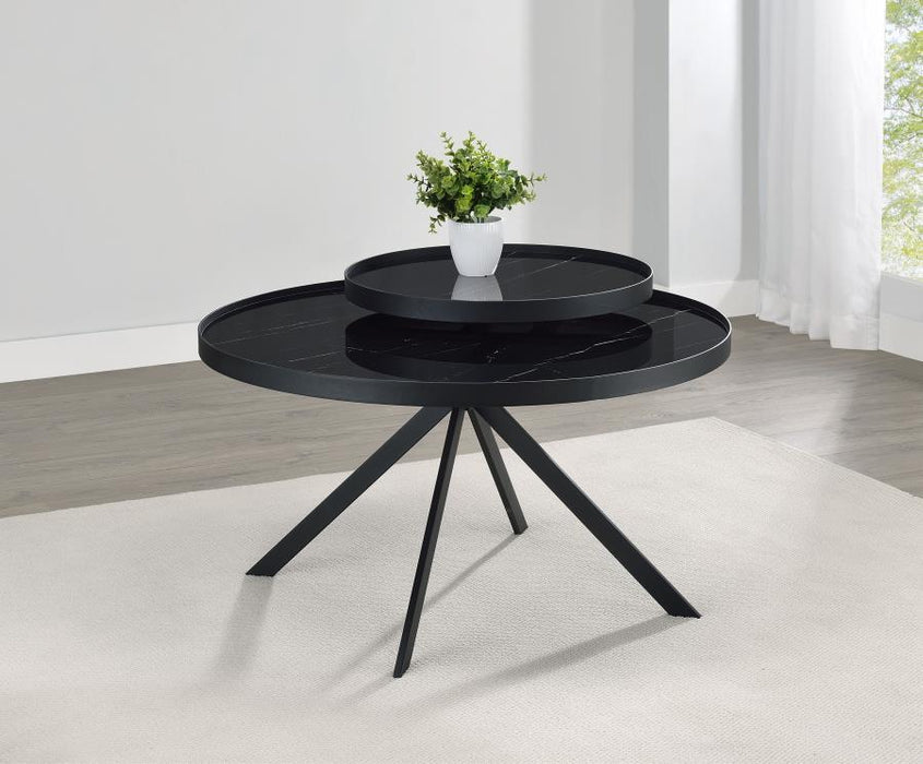 Briggs - Round Marble Printed Glass Top Coffee Table – Coffee Tables by Coaster Fine Furniture at Furniture Wholesale Plus , Nashville furniture store