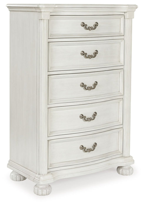 Montelaine - Five Drawer Chest - Antique White – Accent Chests by Benchcraft® at Furniture Wholesale Plus , Nashville furniture store
