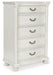 Montelaine - Five Drawer Chest - Antique White – Accent Chests by Benchcraft® at Furniture Wholesale Plus , Nashville furniture store