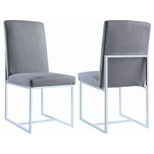 Mackinnon Upholstered Side Chairs Grey and Chrome (Set of 2) - Premium Dining Chair from Coaster Z2 Standard - Just $220! Shop now at Furniture Wholesale Plus  We are the best furniture store in Nashville, Hendersonville, Goodlettsville, Madison, Antioch, Mount Juliet, Lebanon, Gallatin, Springfield, Murfreesboro, Franklin, Brentwood