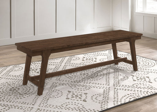 Reynolds Rectangular Trestle Base Dining Bench Brown Oak - Premium Bench from Coaster Z2 Standard - Just $200! Shop now at Furniture Wholesale Plus  We are the best furniture store in Nashville, Hendersonville, Goodlettsville, Madison, Antioch, Mount Juliet, Lebanon, Gallatin, Springfield, Murfreesboro, Franklin, Brentwood