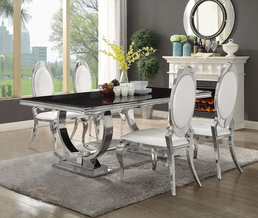 Antoine 5-piece Rectangular Dining Set Creamy White and Chrome - Premium Dining Room Set from Coaster Z2 Standard - Just $2038! Shop now at Furniture Wholesale Plus  We are the best furniture store in Nashville, Hendersonville, Goodlettsville, Madison, Antioch, Mount Juliet, Lebanon, Gallatin, Springfield, Murfreesboro, Franklin, Brentwood