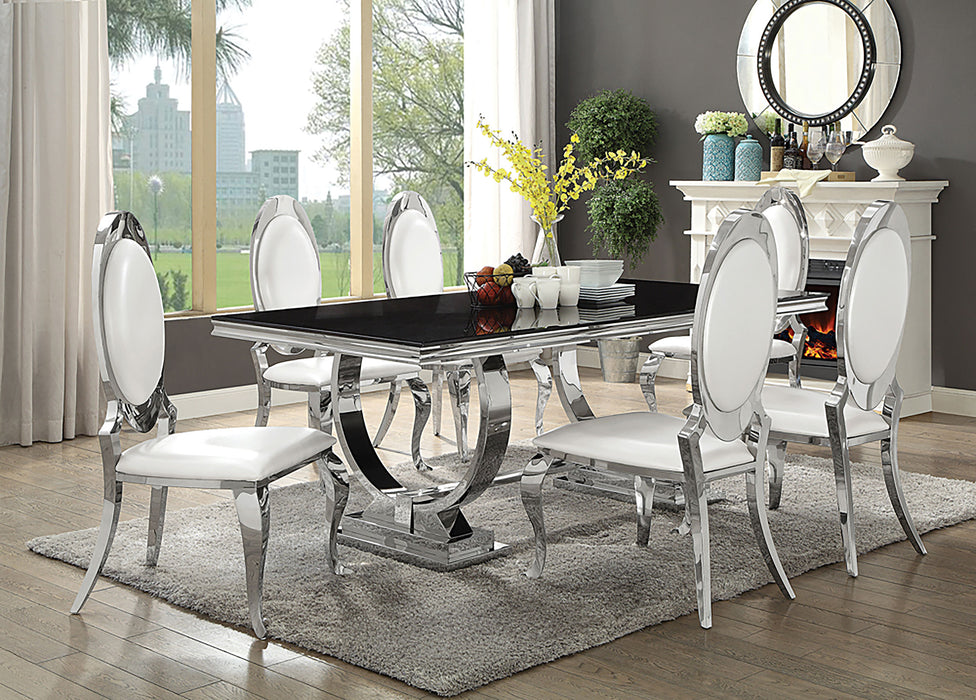 Antoine Rectangular Dining Set Chrome and Grey - Premium Dining Room Set from Coaster Z2 Standard - Just $2130! Shop now at Furniture Wholesale Plus  We are the best furniture store in Nashville, Hendersonville, Goodlettsville, Madison, Antioch, Mount Juliet, Lebanon, Gallatin, Springfield, Murfreesboro, Franklin, Brentwood