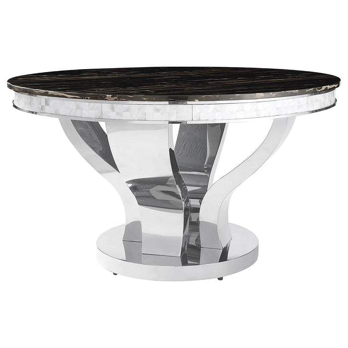 Anchorage Round Dining Table Chrome and Black - Premium Dining Table from Coaster Z2 Standard - Just $1006! Shop now at Furniture Wholesale Plus  We are the best furniture store in Nashville, Hendersonville, Goodlettsville, Madison, Antioch, Mount Juliet, Lebanon, Gallatin, Springfield, Murfreesboro, Franklin, Brentwood