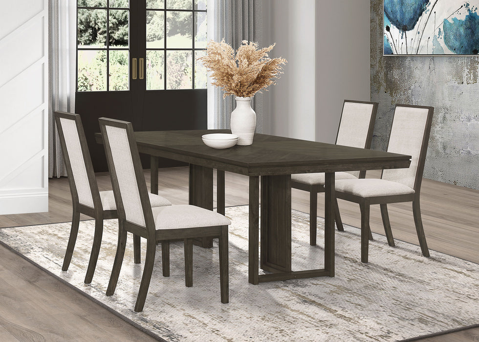 Kelly Rectangular Dining Table Set Beige and Dark Grey - Premium Dining Room Set from Coaster Z2 Standard - Just $1138! Shop now at Furniture Wholesale Plus  We are the best furniture store in Nashville, Hendersonville, Goodlettsville, Madison, Antioch, Mount Juliet, Lebanon, Gallatin, Springfield, Murfreesboro, Franklin, Brentwood