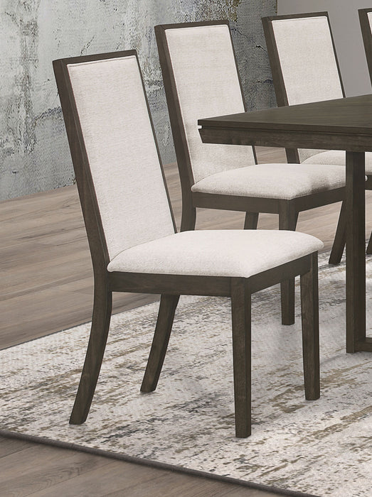 Kelly Upholstered Solid Back Dining Side Chair Beige and Dark Grey (Set of 2) - Premium Dining Chair from Coaster Z2 Standard - Just $128! Shop now at Furniture Wholesale Plus  We are the best furniture store in Nashville, Hendersonville, Goodlettsville, Madison, Antioch, Mount Juliet, Lebanon, Gallatin, Springfield, Murfreesboro, Franklin, Brentwood