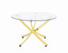 Beckham Round Dining Table Brass and Clear - Premium Dining Table from Coaster Z2 Standard - Just $254! Shop now at Furniture Wholesale Plus  We are the best furniture store in Nashville, Hendersonville, Goodlettsville, Madison, Antioch, Mount Juliet, Lebanon, Gallatin, Springfield, Murfreesboro, Franklin, Brentwood