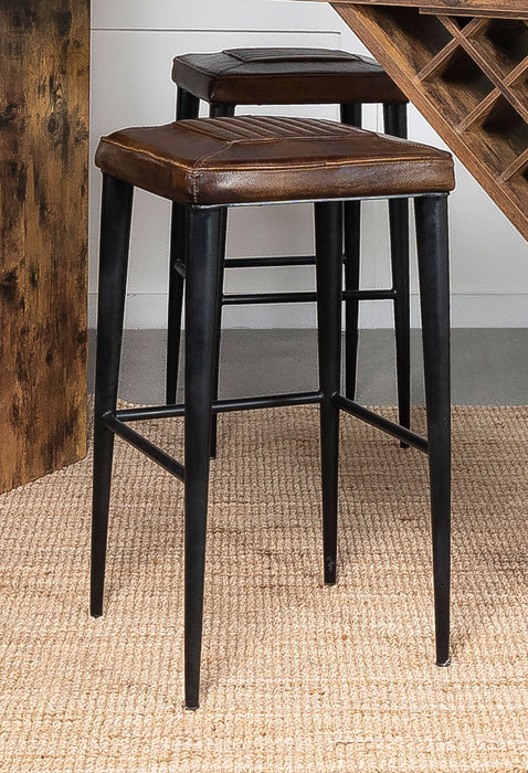 Alvaro Leather Upholstered Backless Bar Stool Antique Brown and Black (Set of 2) - Premium Barstool from Coaster Z2 Standard - Just $222! Shop now at Furniture Wholesale Plus  We are the best furniture store in Nashville, Hendersonville, Goodlettsville, Madison, Antioch, Mount Juliet, Lebanon, Gallatin, Springfield, Murfreesboro, Franklin, Brentwood